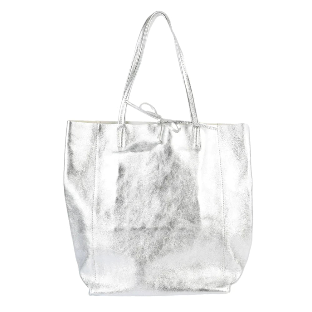 Metallic Silver Tote