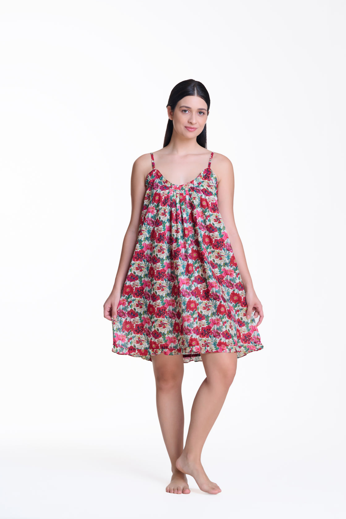 Arabella Red & Pink Floral Short Nightie