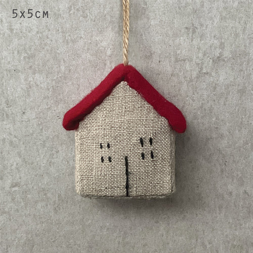 Linen Hanging House - Christmas Ornament