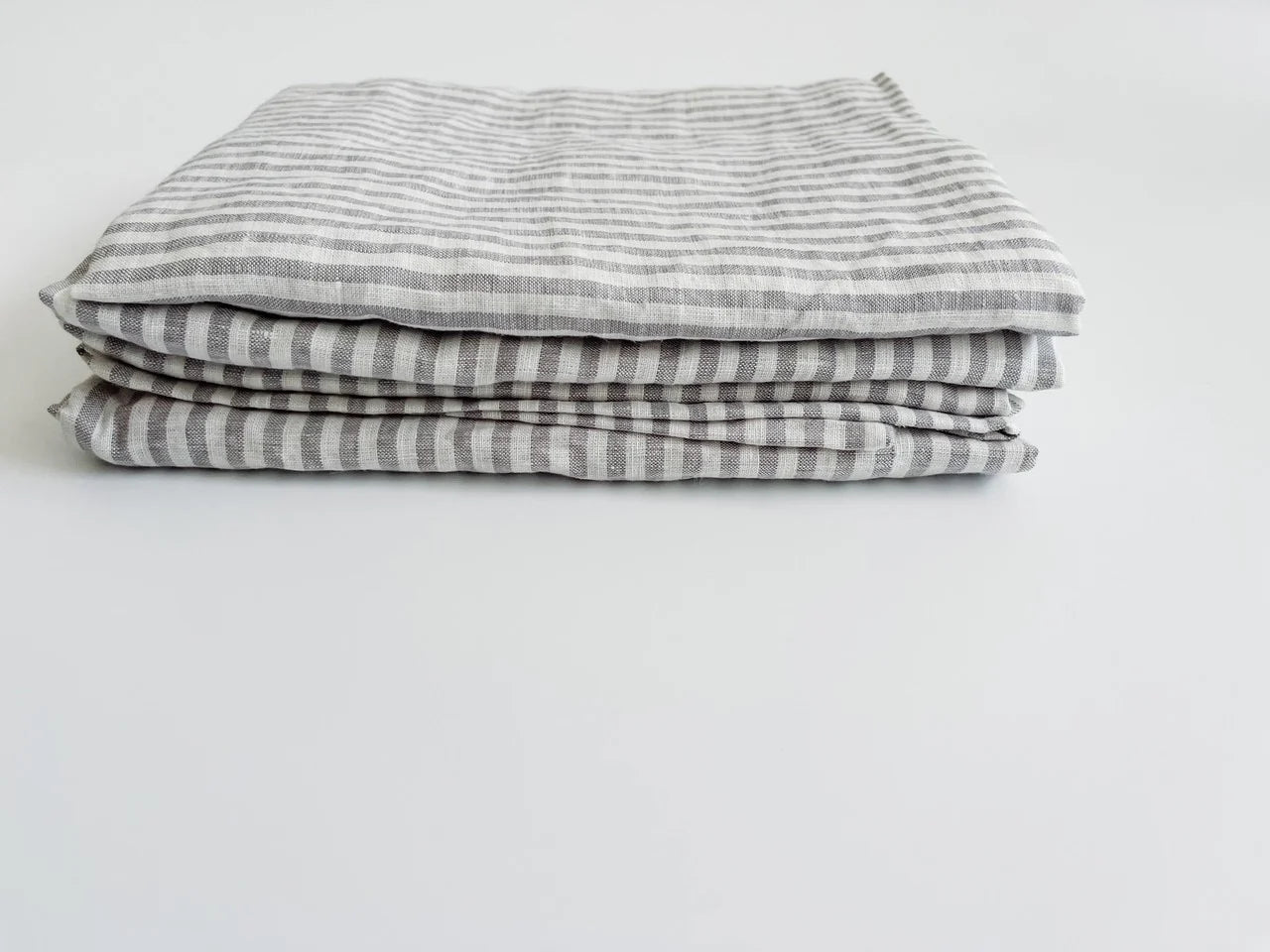 Pure French Linen Tea Towel (Grey Stripe)