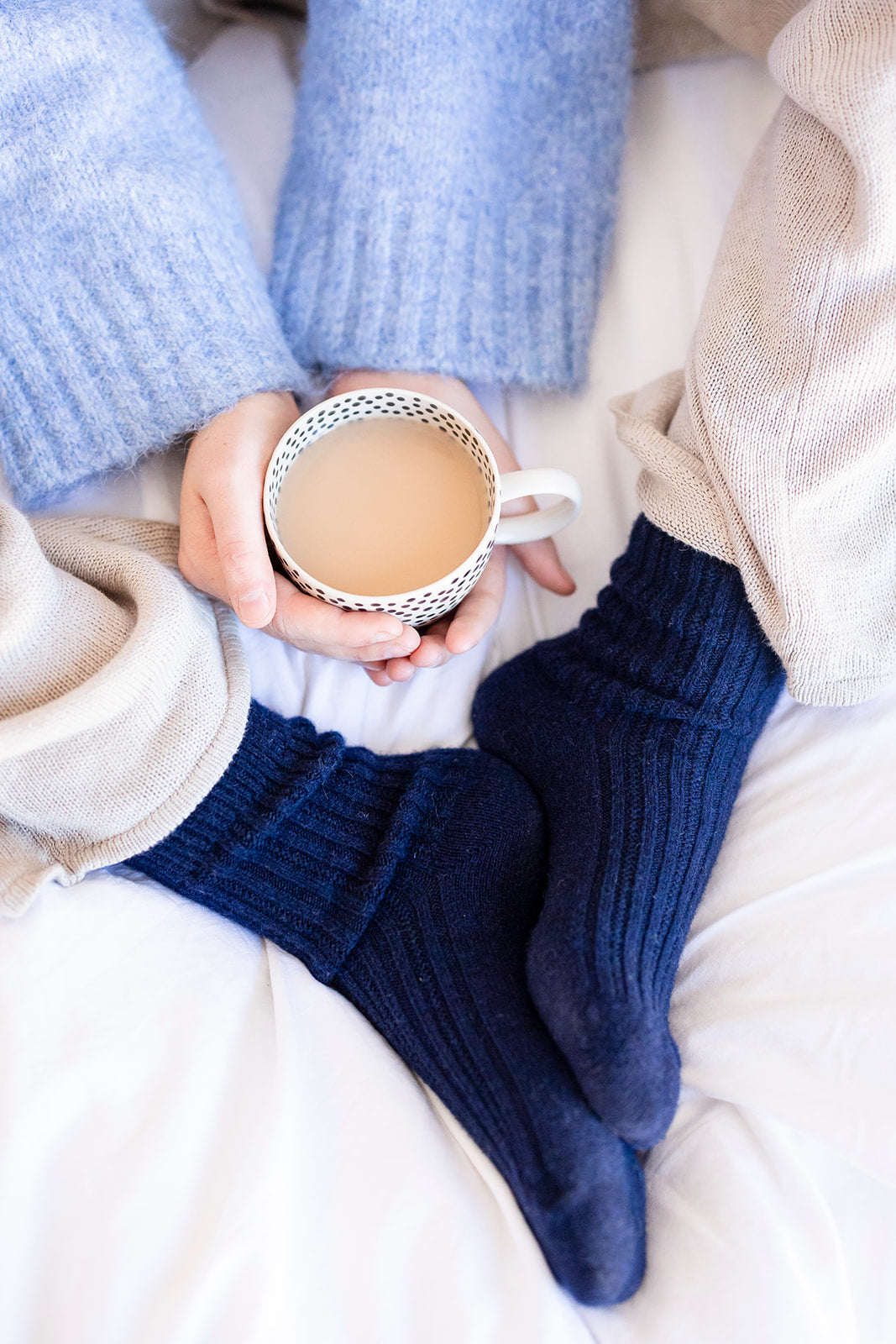 Toasty Toes Woollen ribbed crew socks - Navy