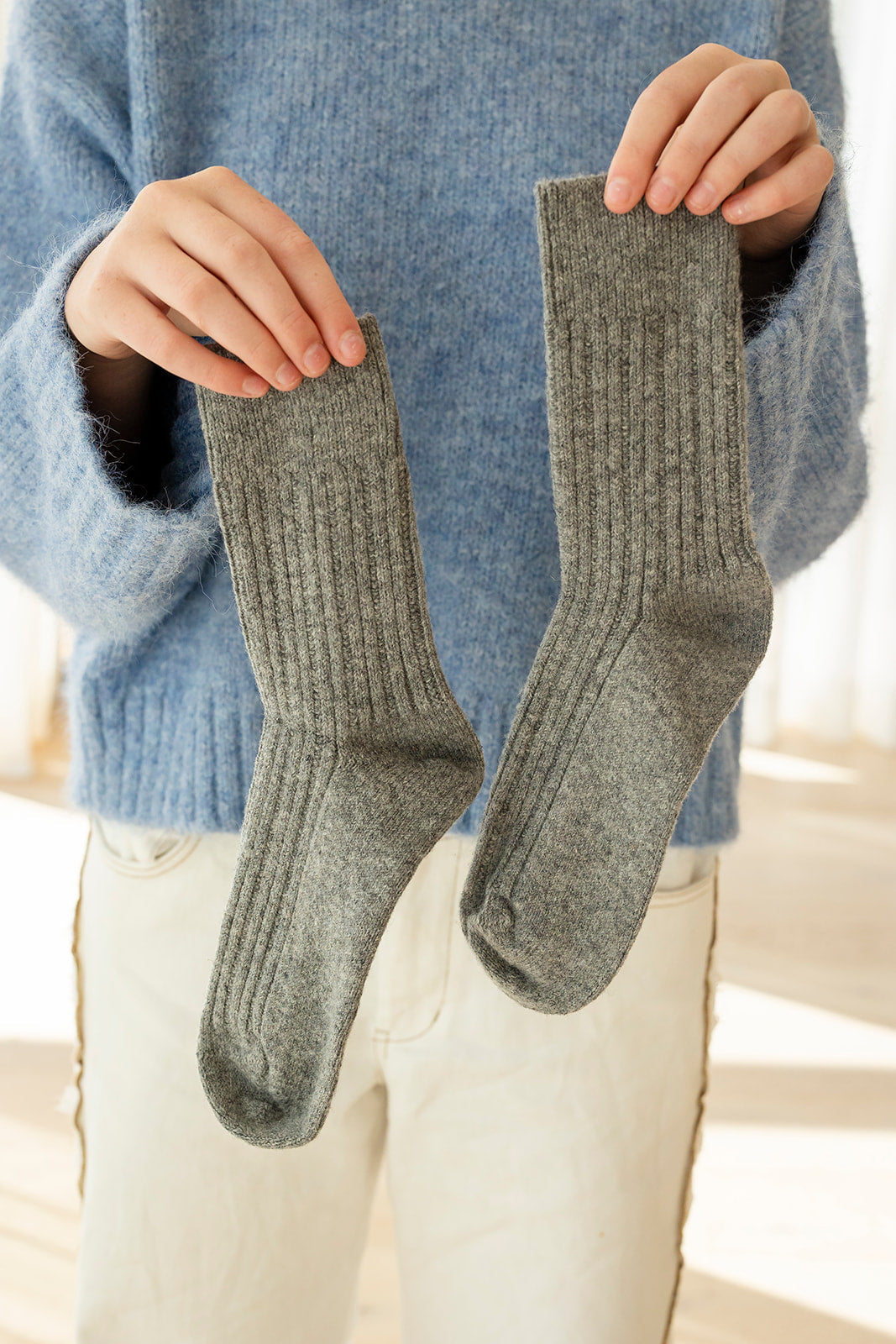 Toasty Toes Woollen ribbed crew socks - Grey