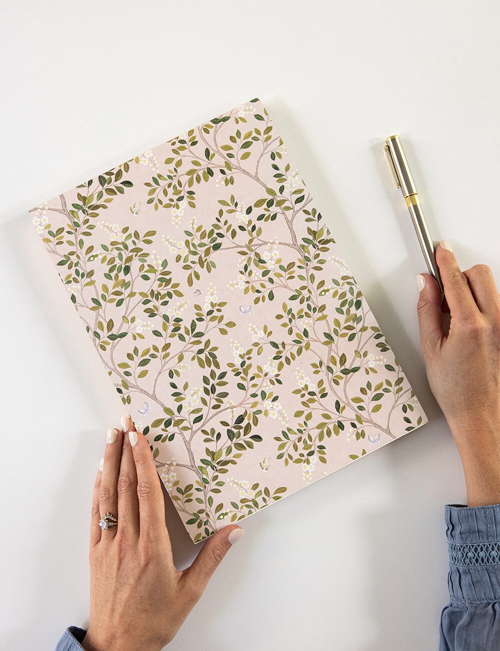 White Blossoms Jumbo Notepad Jotter