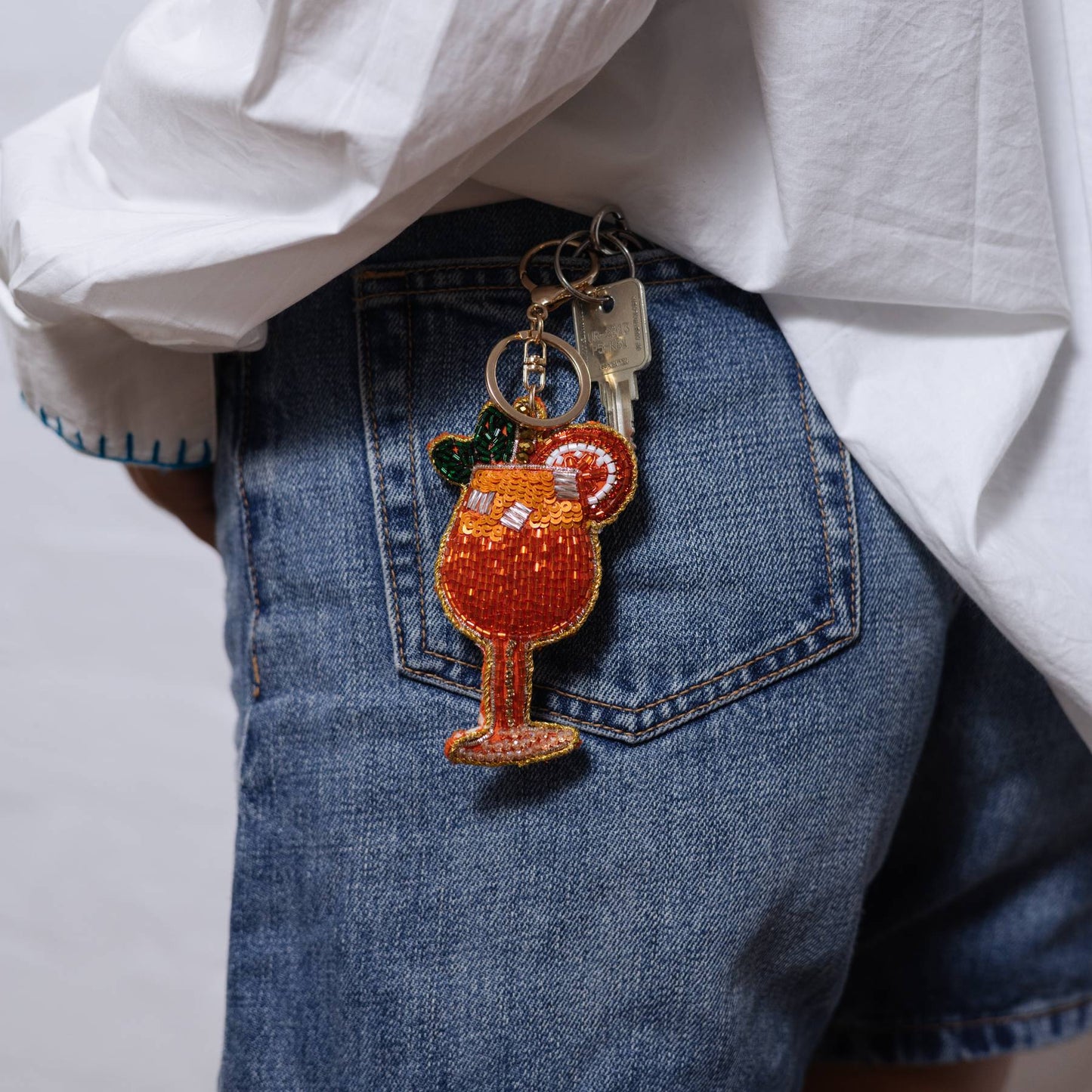 Aperol Spritz Beaded Keychain