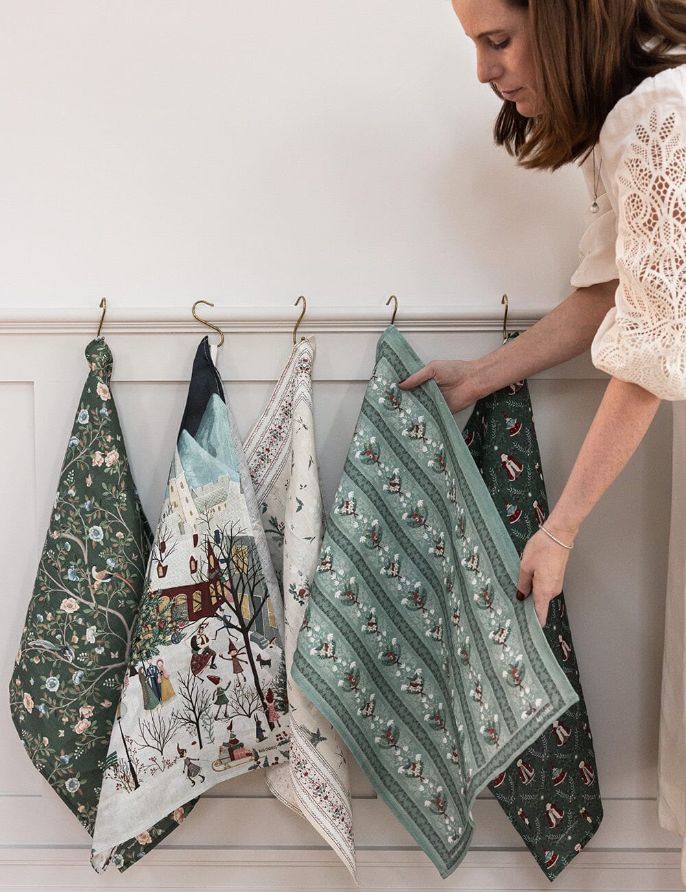 Christmas Songbirds Linen Tea Towel