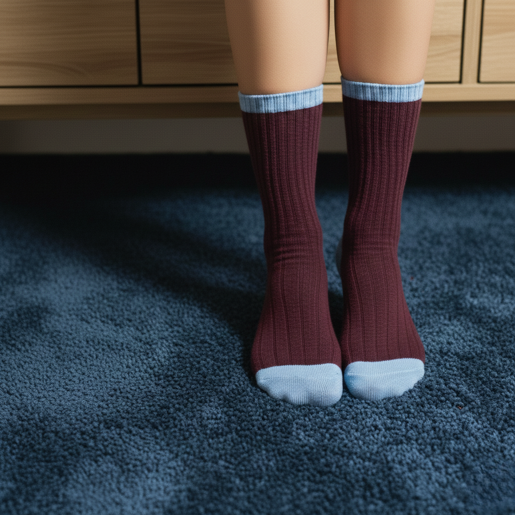 Merino Wool Burgundy & Sky Blue socks with bands