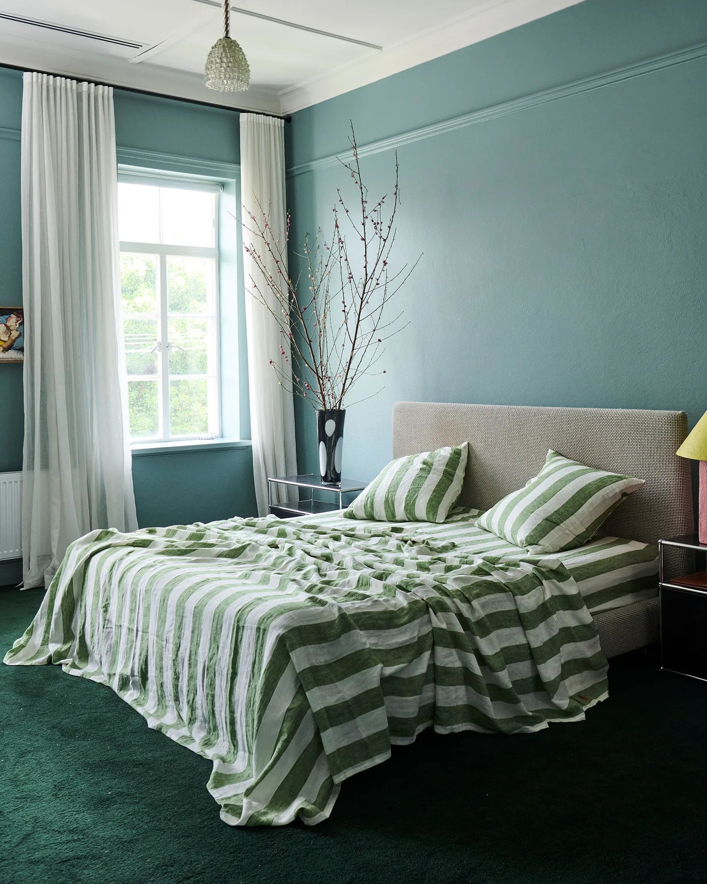 Moss Stripe Linen Pillowcase Set