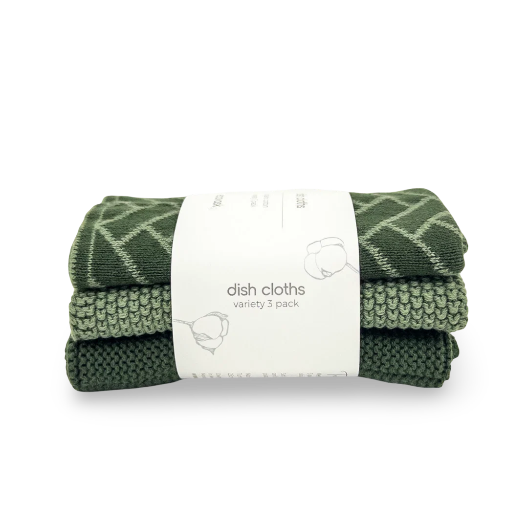 Dishcloth 3pk Variety Forest Herringbone