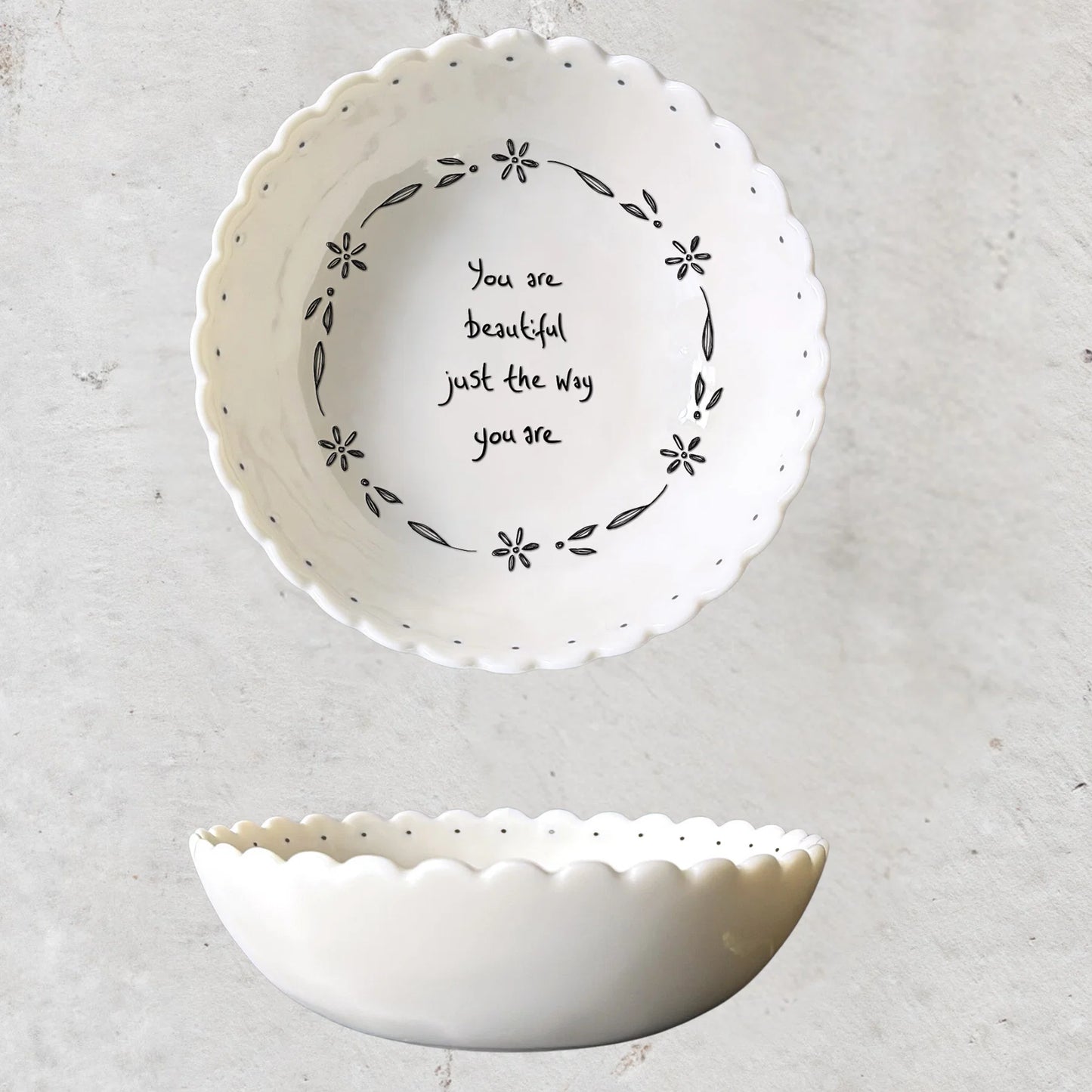 Porcelain Scallop Bowls - You are Beautiful