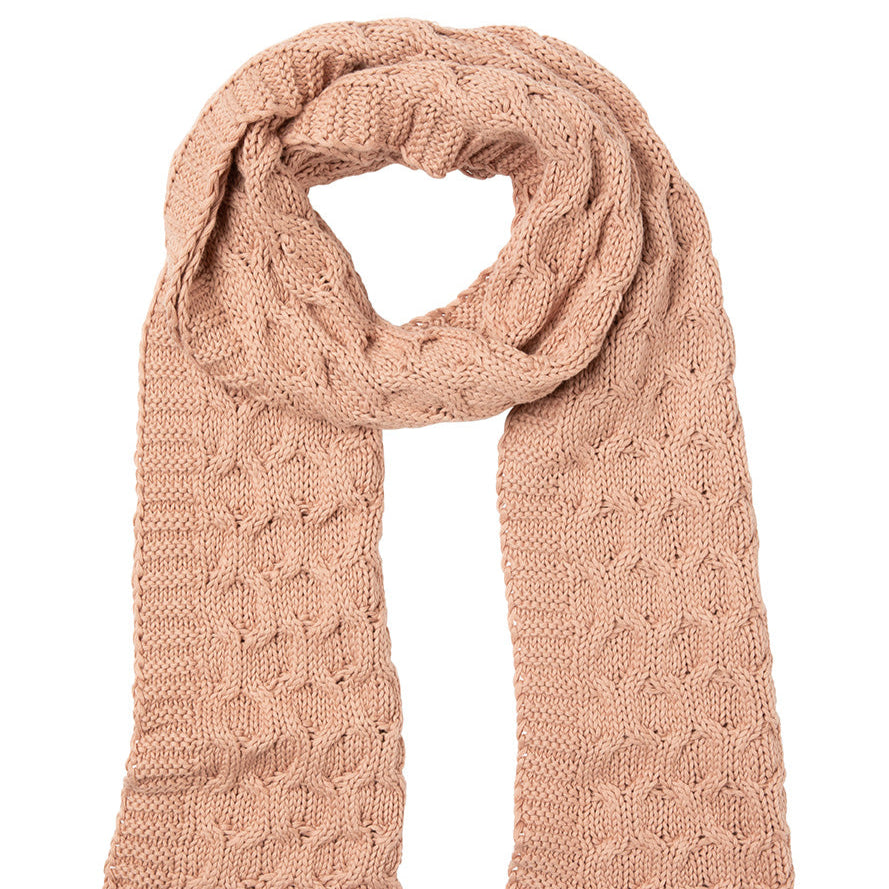 Chain Stitch Knit Scarf Blush