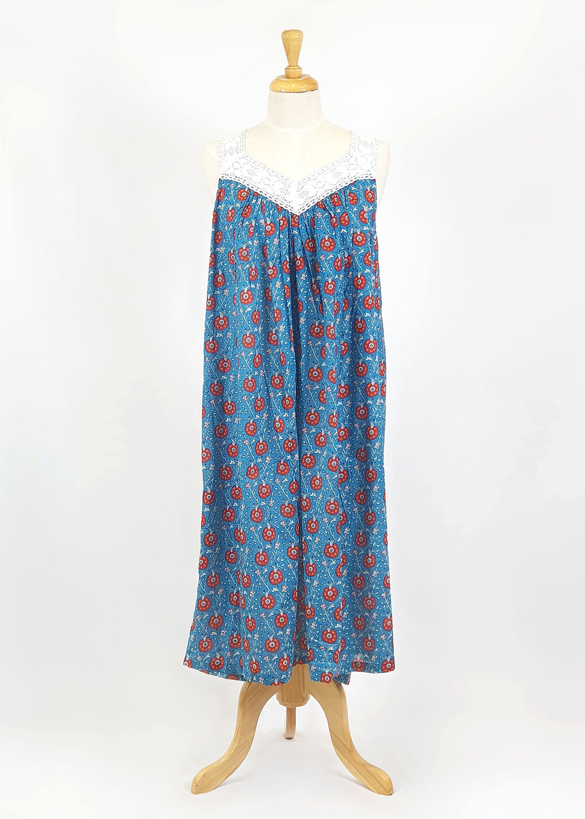 Arabella Teal Orange Flower V-Neck Nightie