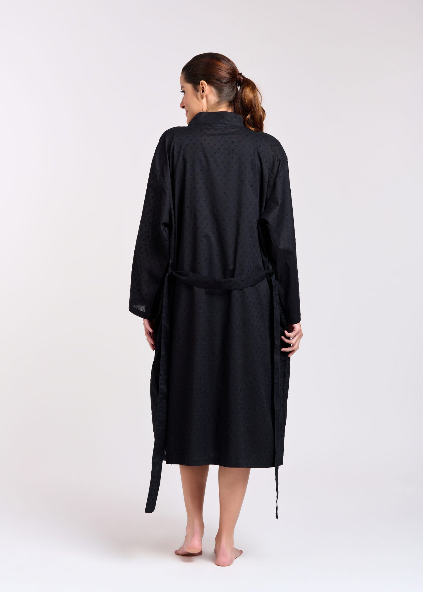 Arabella Dressing Gown Black Hail Spot