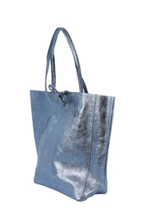 Metallic Blue Jeans Tote