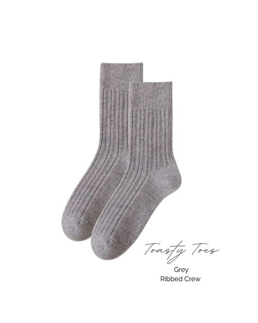 Toasty Toes Woollen ribbed crew socks - Grey