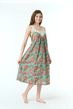 Load image into Gallery viewer, Arabella Teal with Red Florals Lace V-Neck Nightie