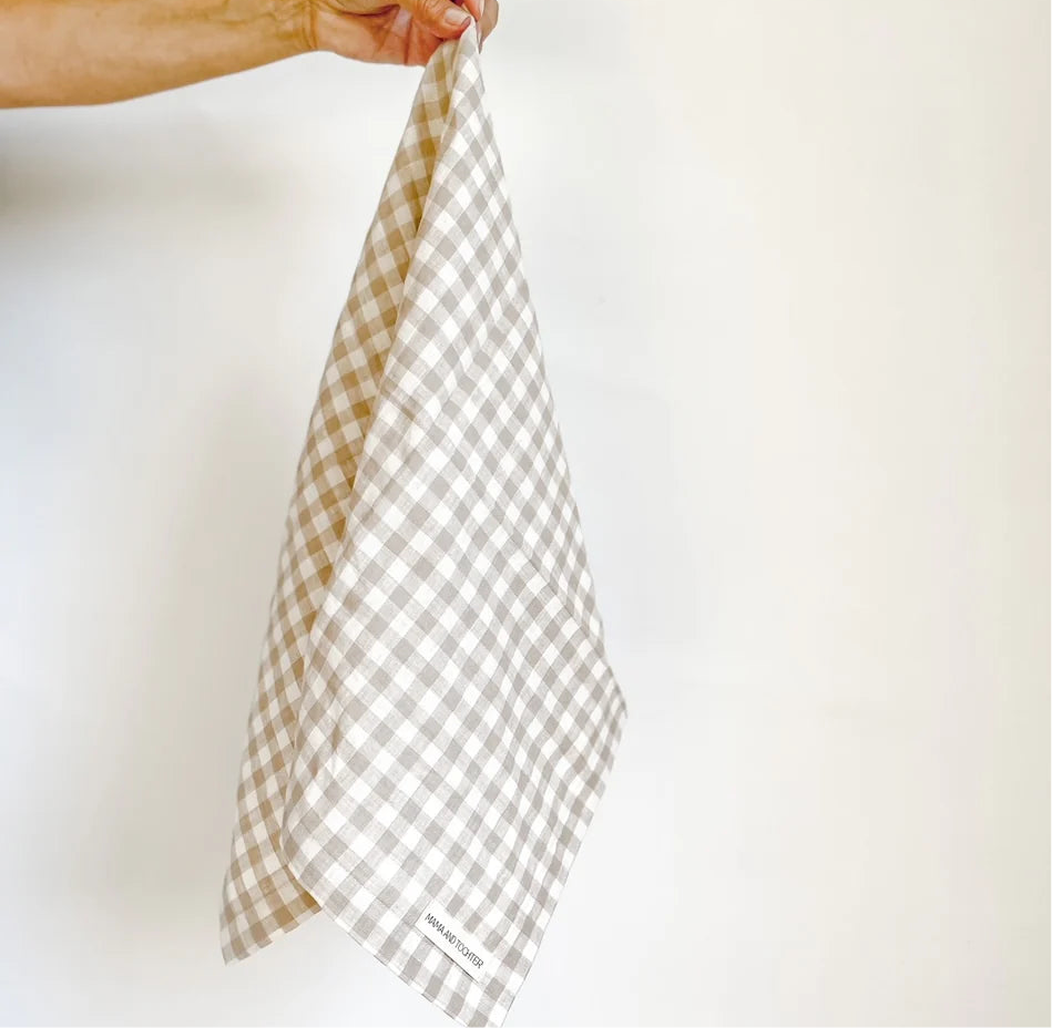 Pure French Linen Tea Towel (Gingham)
