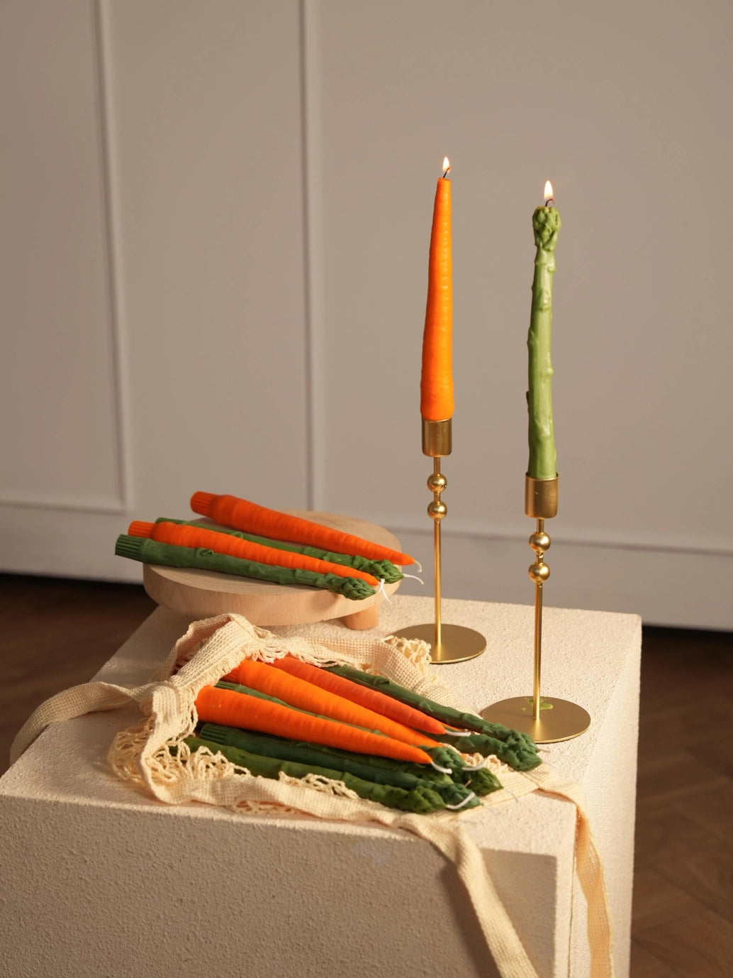 Carrot & Asparagus Taper Dinner Candle - 2 pieces