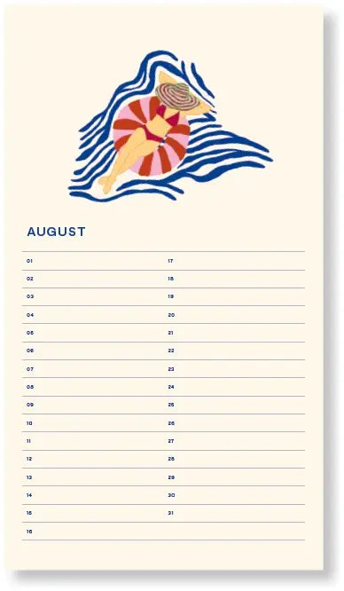 Birthday Calendar - Sun Pink