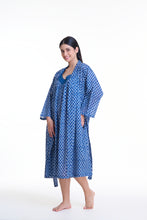 Load image into Gallery viewer, Arabella Dressing Gown Blue Geometric Print