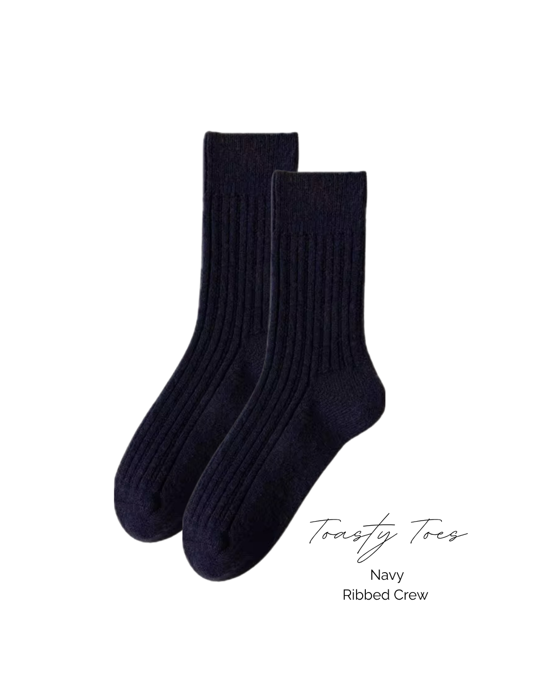 Toasty Toes Woollen ribbed crew socks - Navy