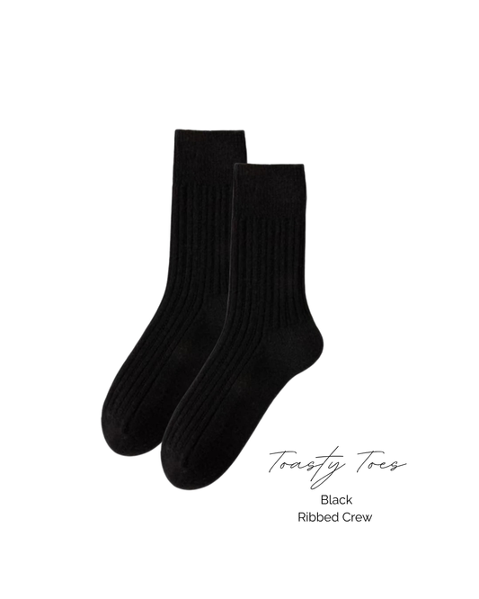 Toasty Toes Woollen ribbed crew socks - Black