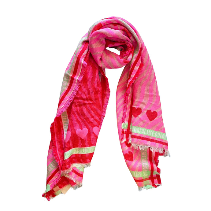 Pink & Red Love Heart Scarf