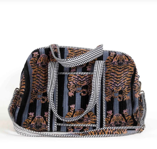 Velvet Weekender - Tiger Black Stripes
