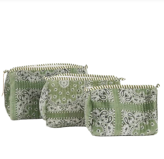 Bandana Green Velvet Pouches