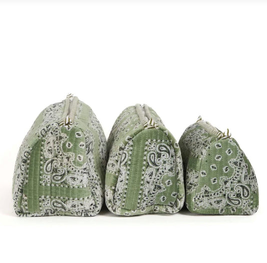 Bandana Green Velvet Pouches