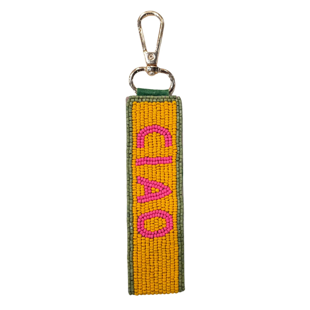 Ciao + Bella Orange, Green & Pink Beaded Keychain