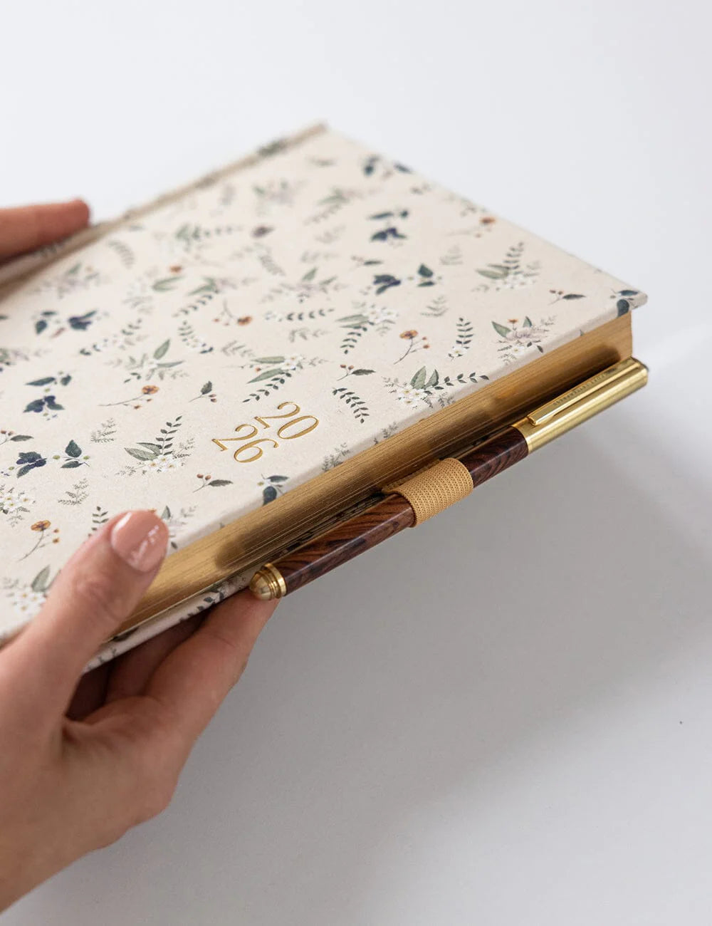 2026 Desktop Linen Bound Planner - Button Fern