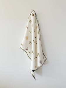 'Farm Olive' Linen Tea Towel