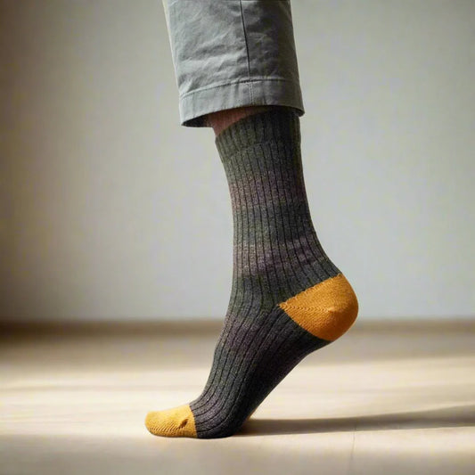 Merino Wool Khaki & Brown Stripe Socks