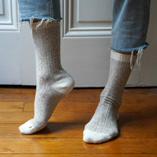 Load image into Gallery viewer, Merino Wool Sand &amp; Cream Socks