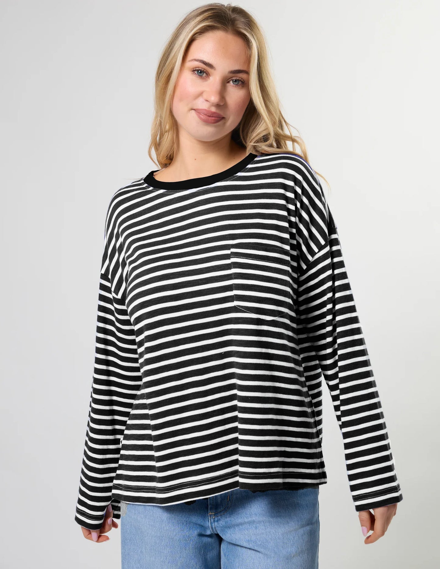 Drop Shoulder Tee - Lunar Stripe