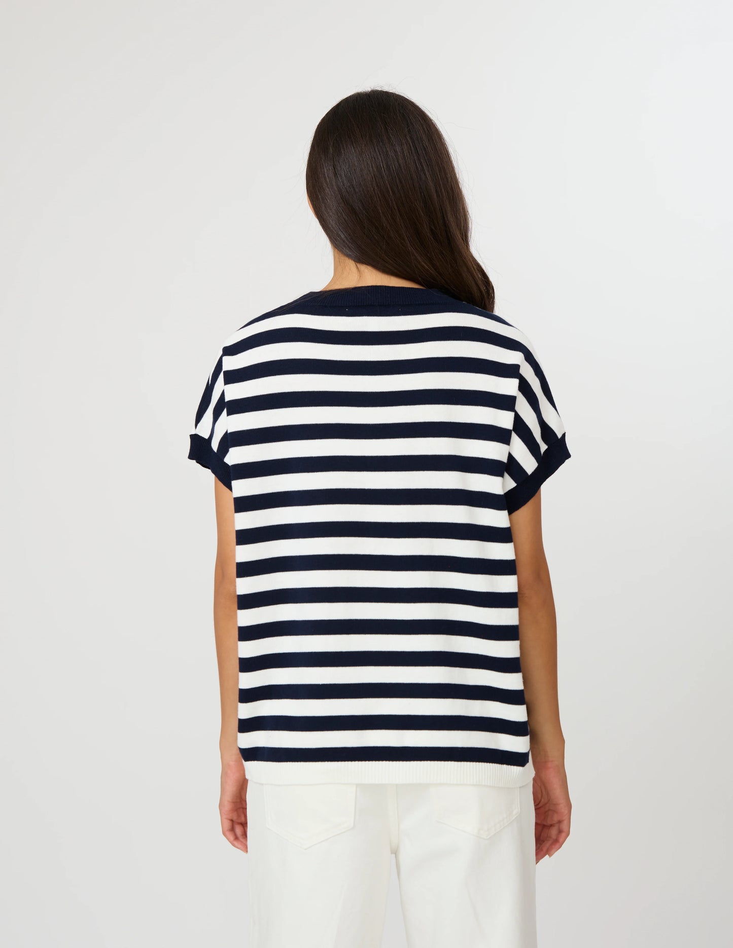 Gwen Tee - Milk/Midnight Stripe