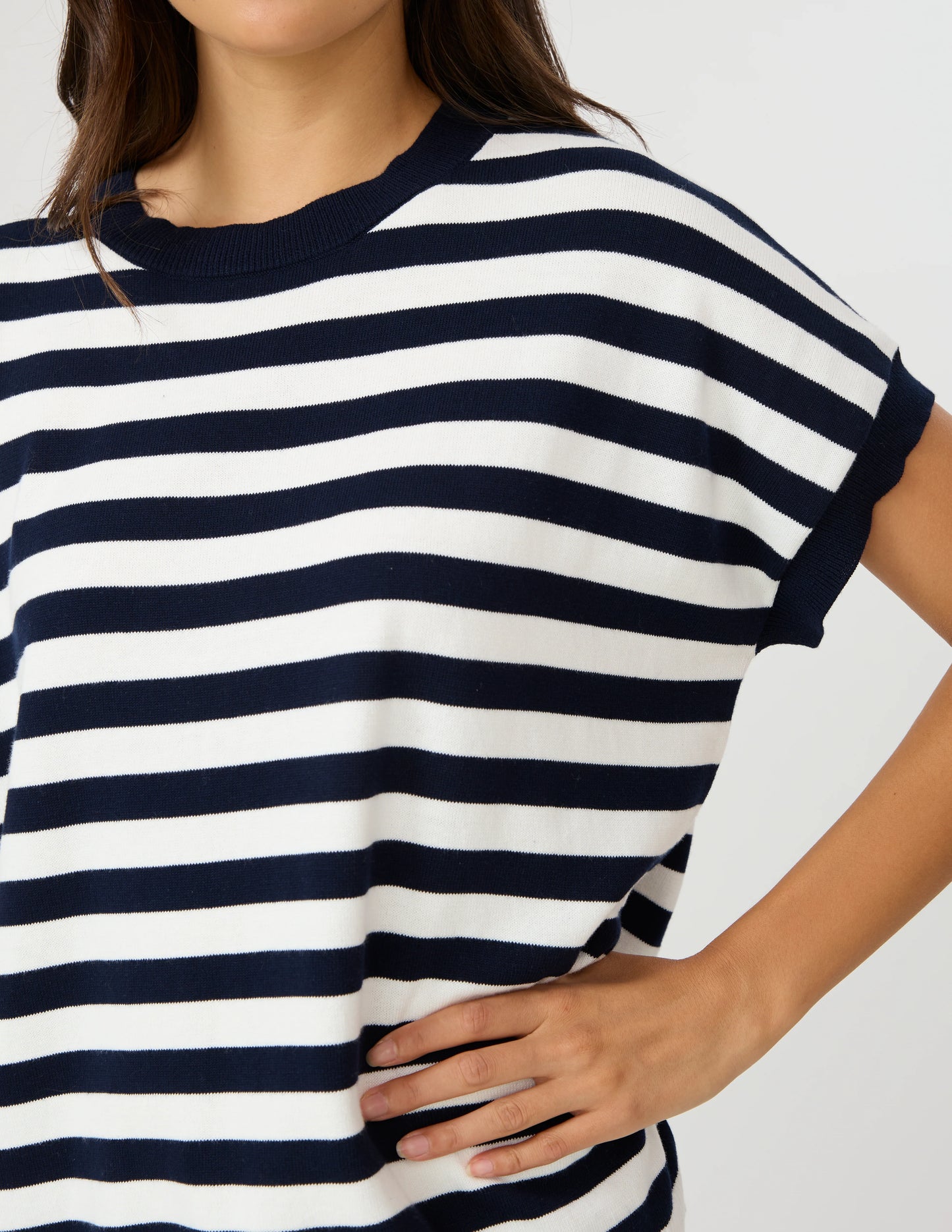 Gwen Tee - Milk/Midnight Stripe