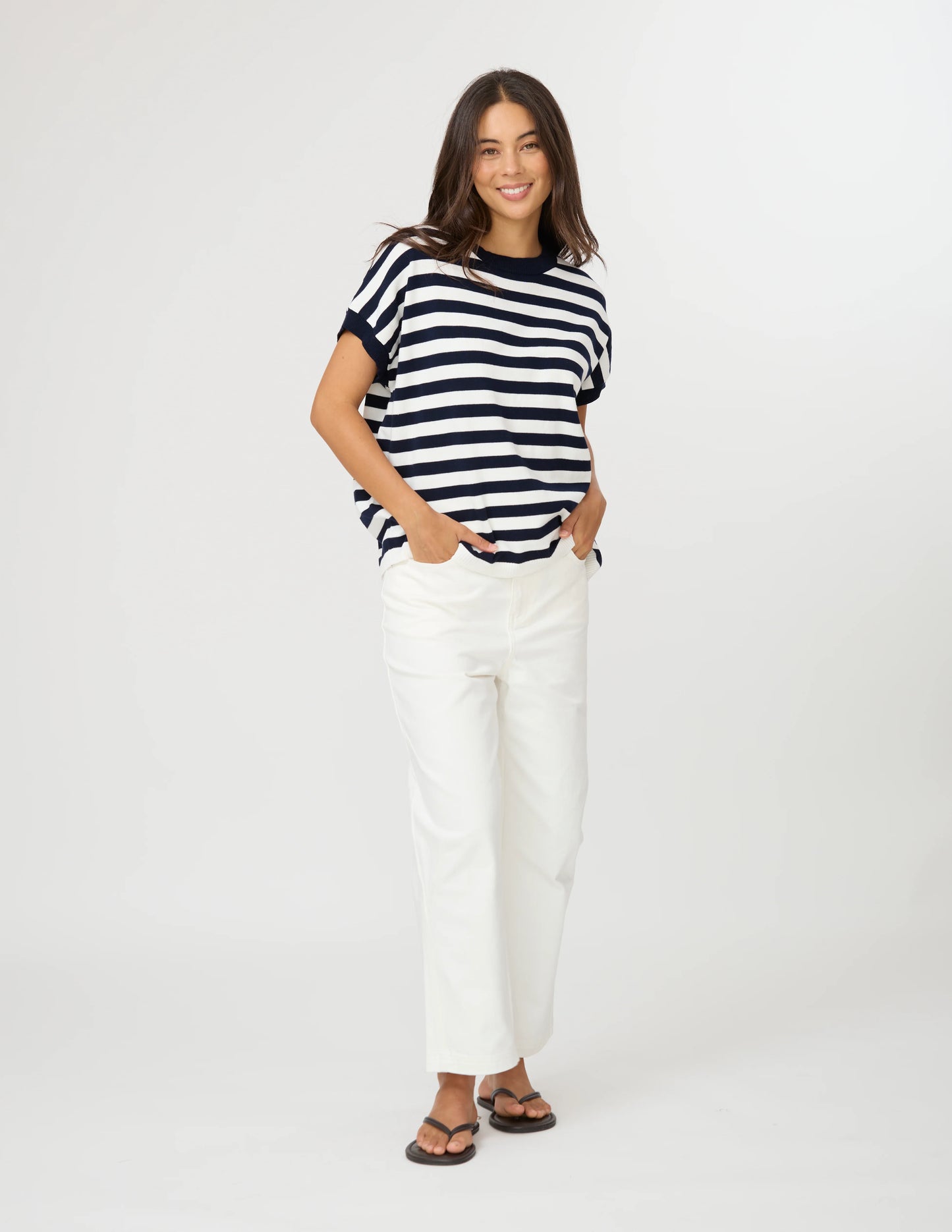 Gwen Tee - Milk/Midnight Stripe