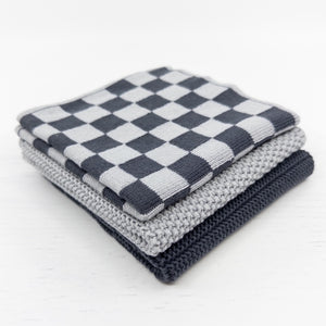 Dishcloth 3pk Variety Graphite Lunar Chequer