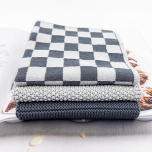 Dishcloth 3pk Variety Graphite Lunar Chequer