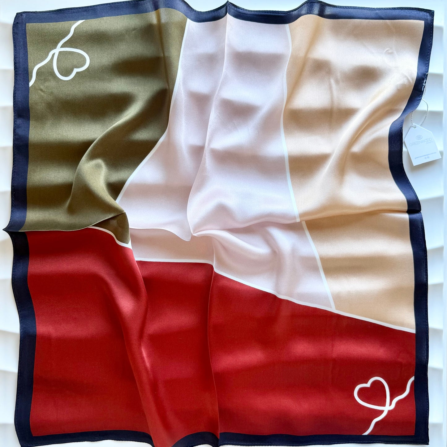 Silk Neck Scarf: ABSTRACT HEART MOTIF