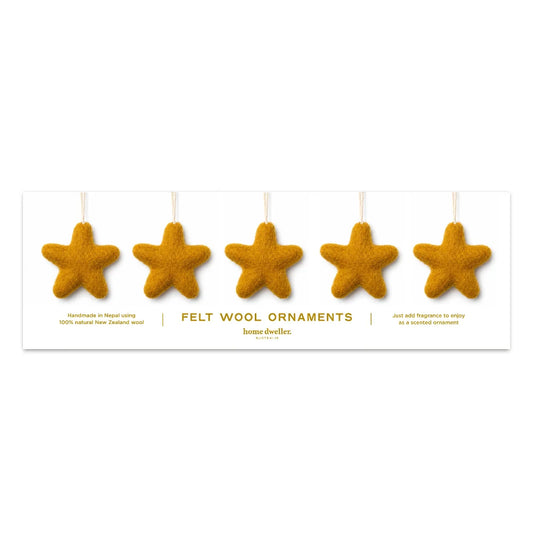 Felt Wool Star Ornament Set - Gold