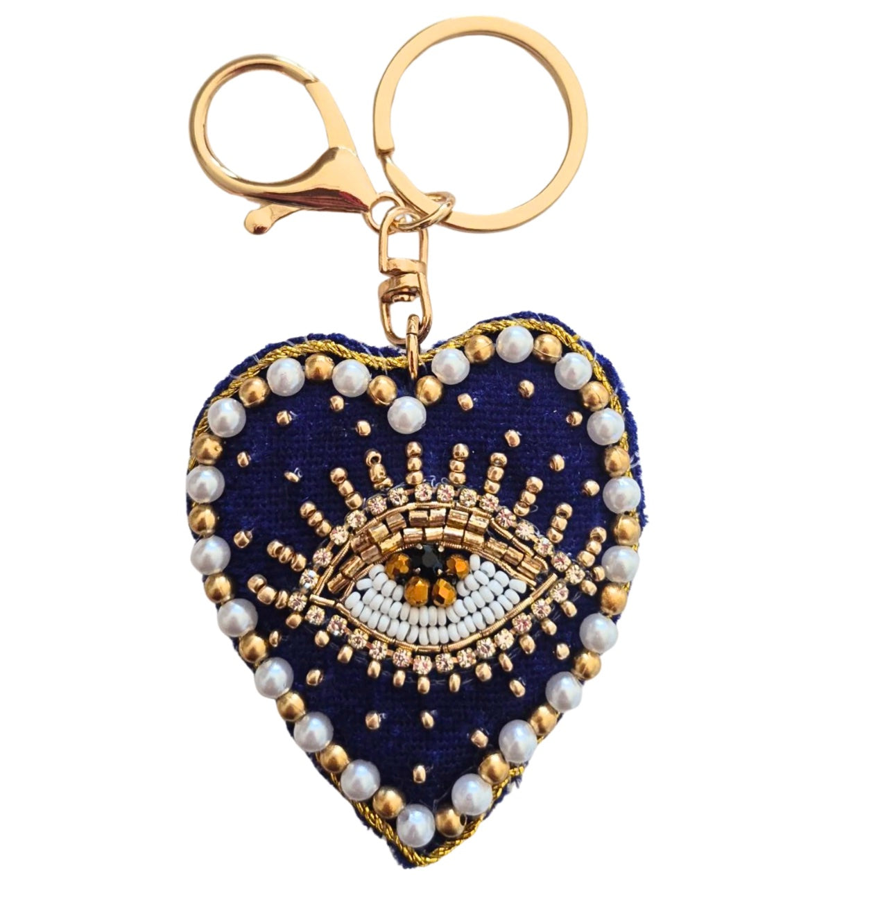 Heart evil eye Beaded Keychain