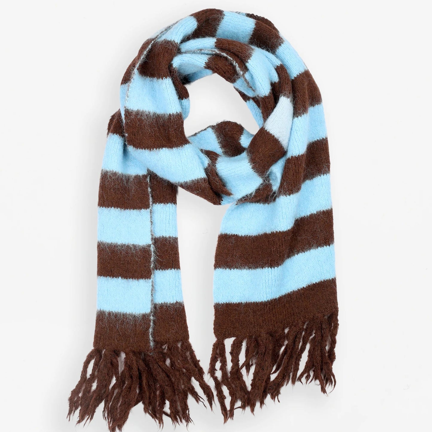Scarf Stripes - Chocolate and Sky