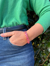 Load image into Gallery viewer, Enamel Bracelet Chevy Hot Pink &amp; Gold