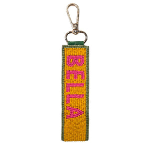 Ciao + Bella Orange, Green & Pink Beaded Keychain