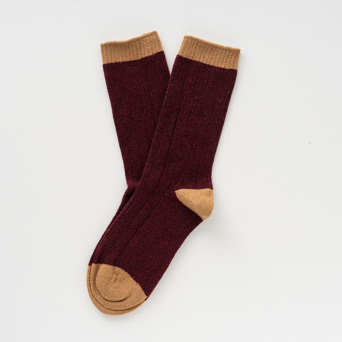 Merino Wool Burgundy & Caramel socks with bands
