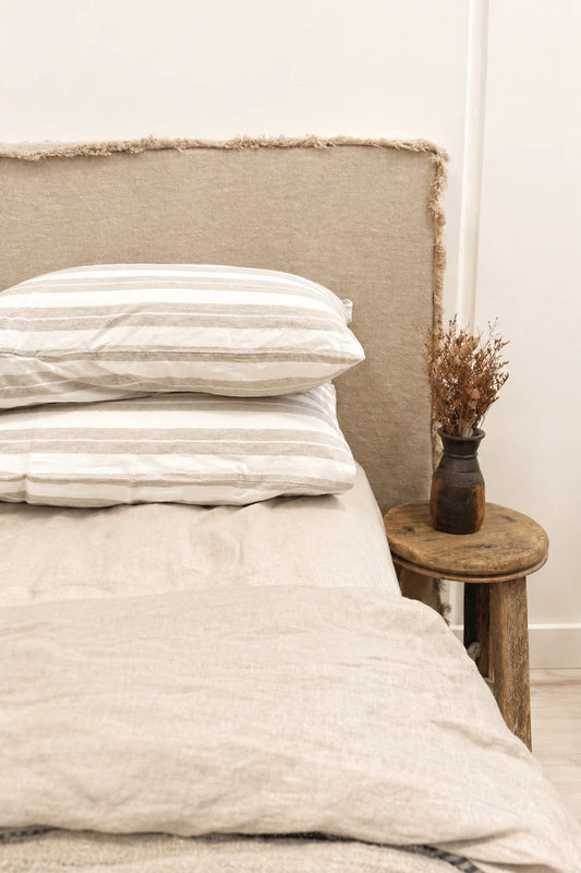 Atelier Linen Pillowcase Set - Natural Stripes