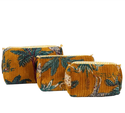 Mustard Panther Velvet Pouches