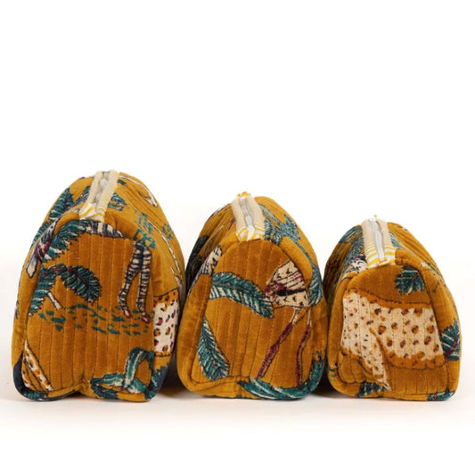 Mustard Panther Velvet Pouches